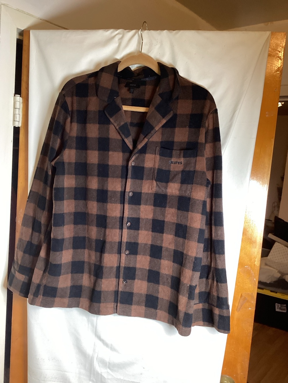 Skims checkered polyester night shirt SZ XS/TP/8CH soft slumber party wear